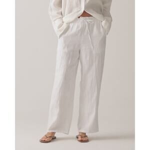 NWT J.Crew Women’s Soleil Wide-Leg Linen Drawstring Pants White Size XL